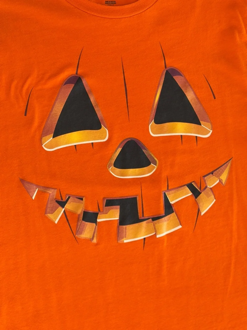 XL Men’s Halloween Jack O’Lantern Orange Pumpkin Face Costume T-Shirt - Picture 2 of 4